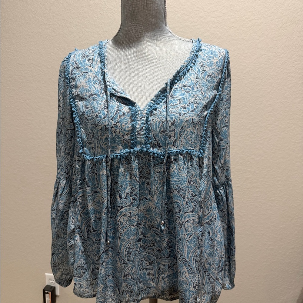Haute Hippie Blue Paisley Blouse